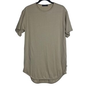 WEIV Men's Classic Crew Neck Tee Size S Super Soft Cotton Basic Minimalist Beige